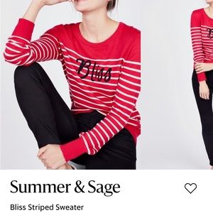 🧑🏼‍🎄 SUMMER + SAGE 🎄Crew Neck Sweater, Red/White Striped, size L